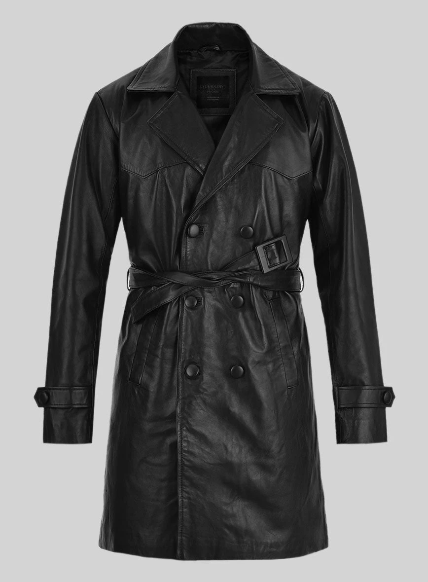 70s Vintage Leather Trench Coat 1 70s Vintage Leather Trench Coat