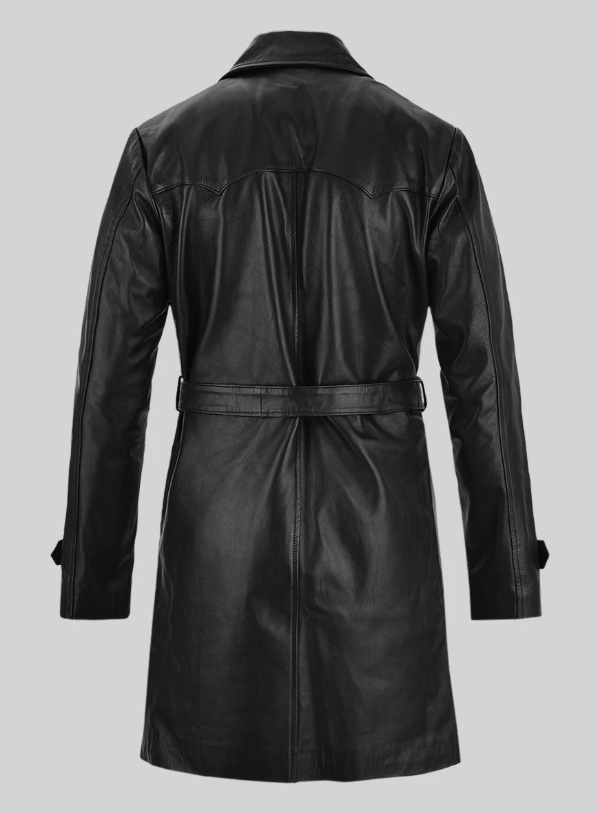 70s Vintage Leather Trench Coat 3 70s Vintage Leather Trench Coat - Image 3