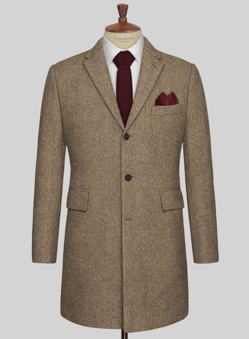 Irish Brown Herringbone Tweed Overcoat 1 Irish Brown Herringbone Tweed Overcoat
