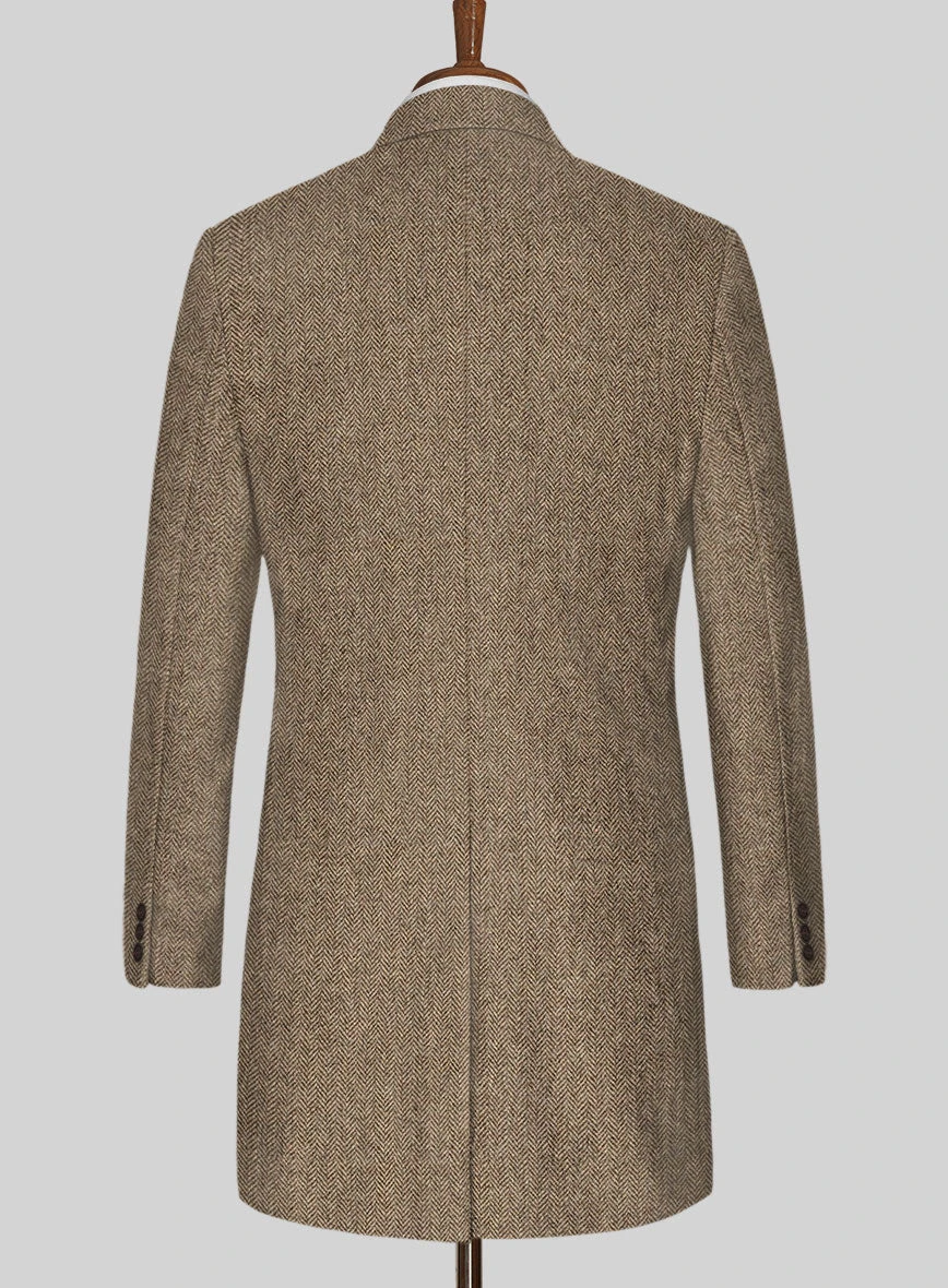 Irish Brown Herringbone Tweed Overcoat 3 Irish Brown Herringbone Tweed Overcoat - Image 3