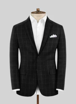 Italian Zergi Black Windowpane Flannel Jacket