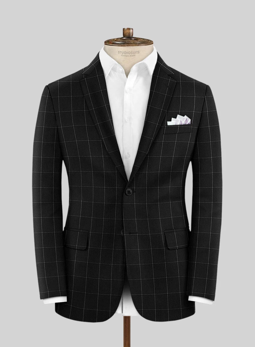 Italian Zergi Black Windowpane Flannel Jacket 1 Italian Zergi Black Windowpane Flannel Jacket