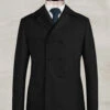 Black Heavy Tweed Pea Coat