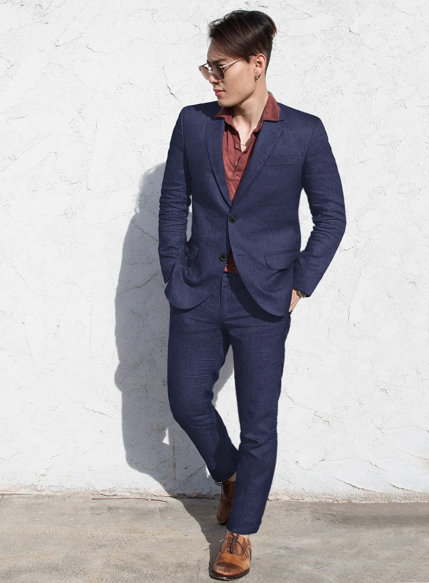 Campari Berry Blue Linen Suit 2 Campari Berry Blue Linen Suit - Image 2