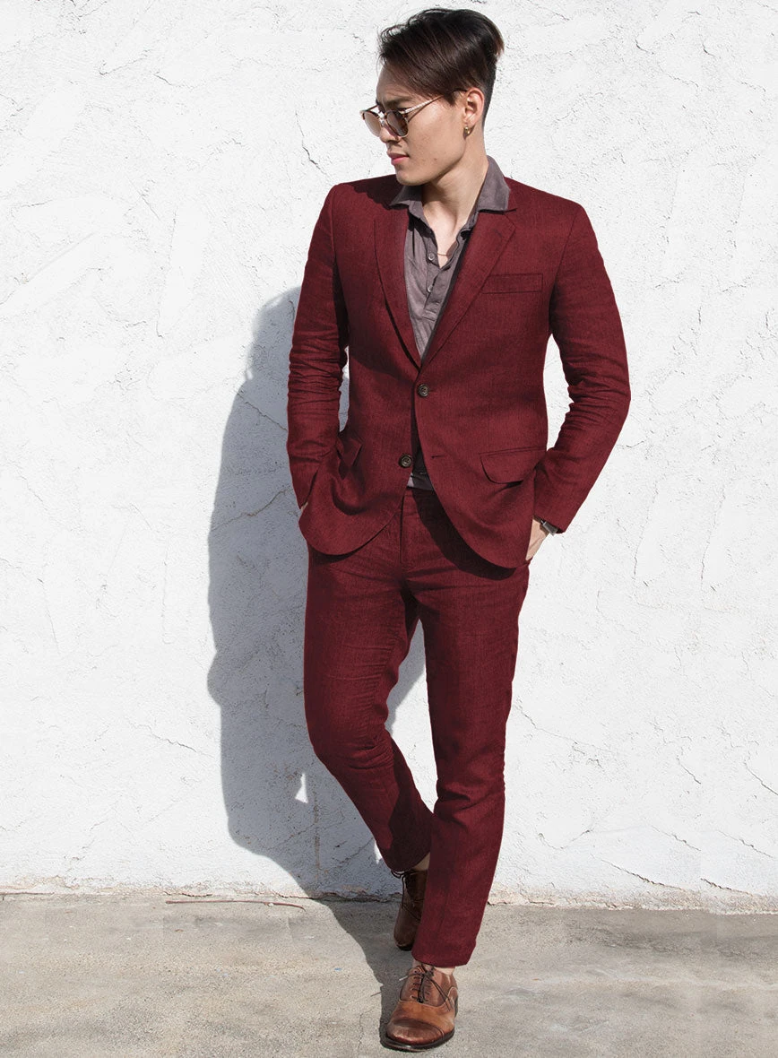 Campari Cranberry Linen Suit 2 Campari Cranberry Linen Suit - Image 2