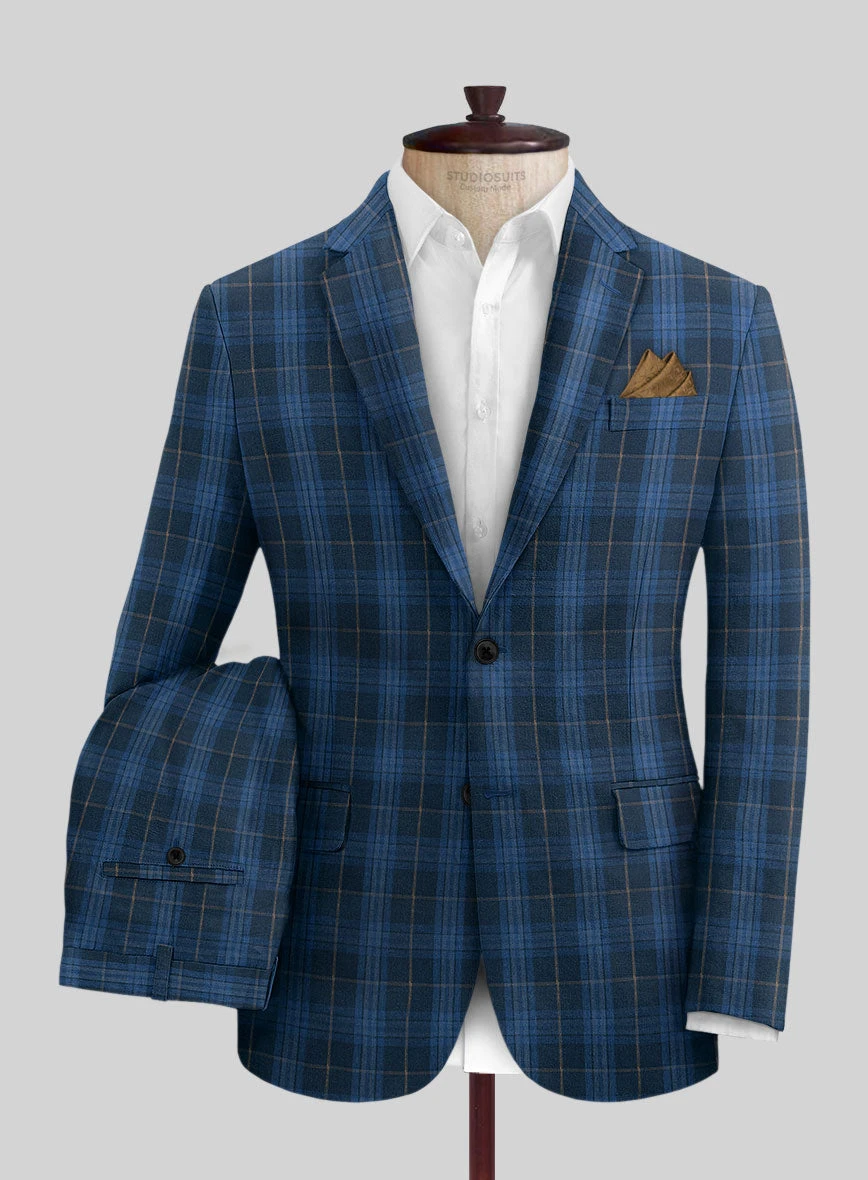 Campari Jet Blue Checks Linen Suit 1 Campari Jet Blue Checks Linen Suit