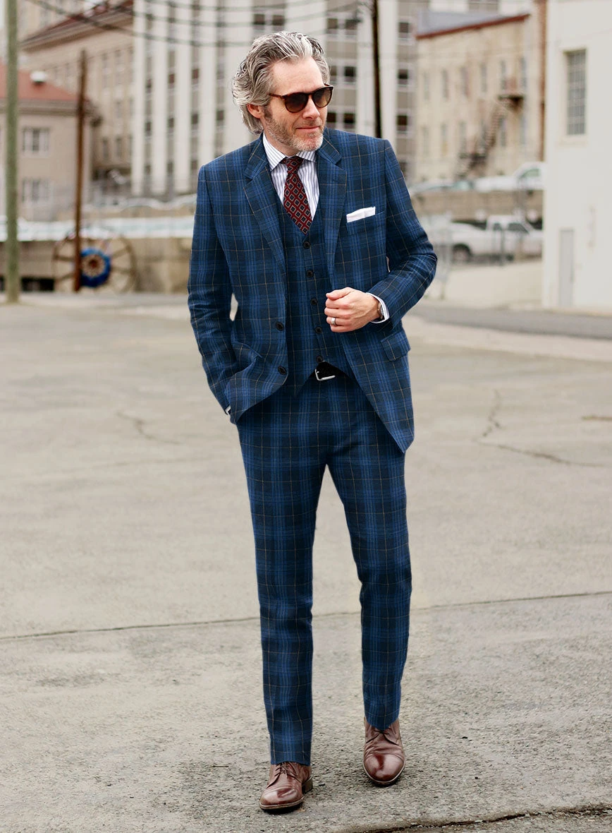 Campari Jet Blue Checks Linen Suit 2 Campari Jet Blue Checks Linen Suit - Image 2
