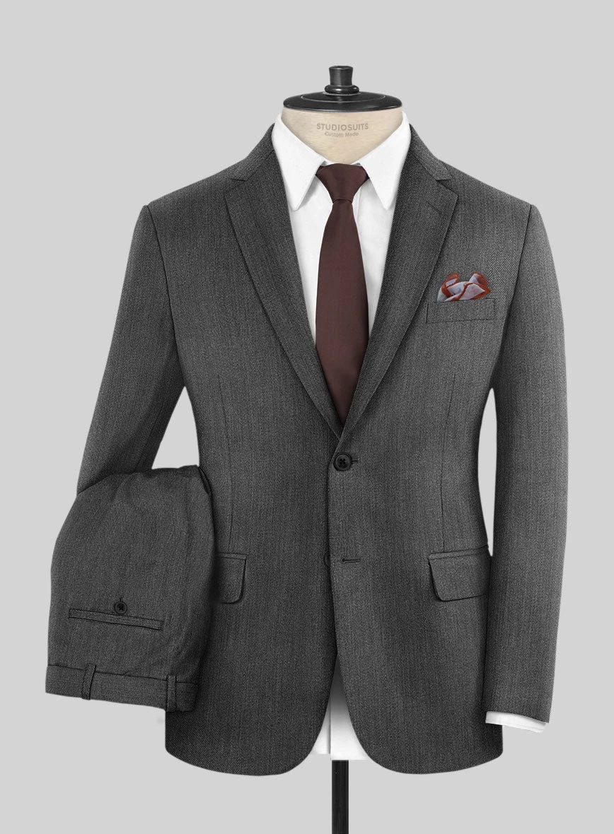 Cavalry Twill Dark Gray Wool Suit 1 Cavalry Twill Dark Gray Wool Suit
