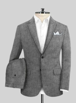 Tiano Suits Shop 29 Chambray Black Pure Linen Suit