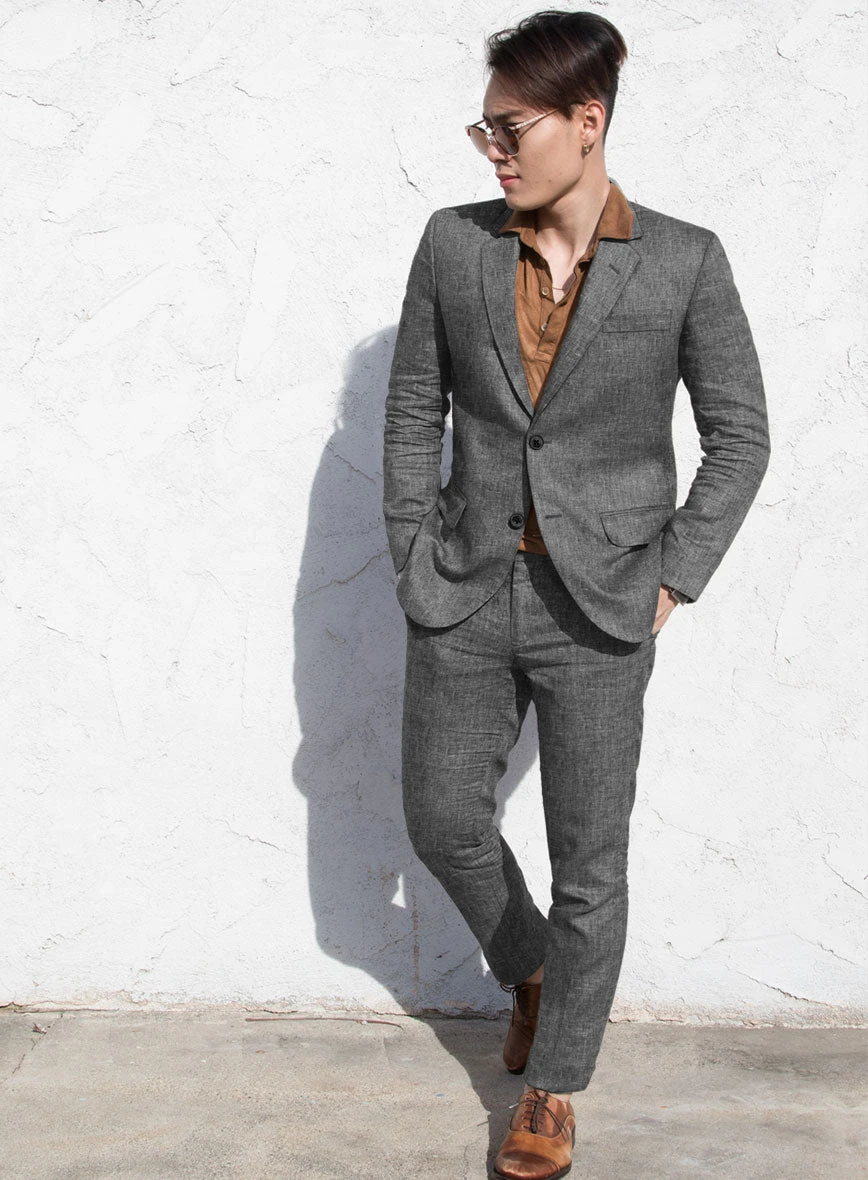 Chambray Black Pure Linen Suit 2 Chambray Black Pure Linen Suit - Image 2