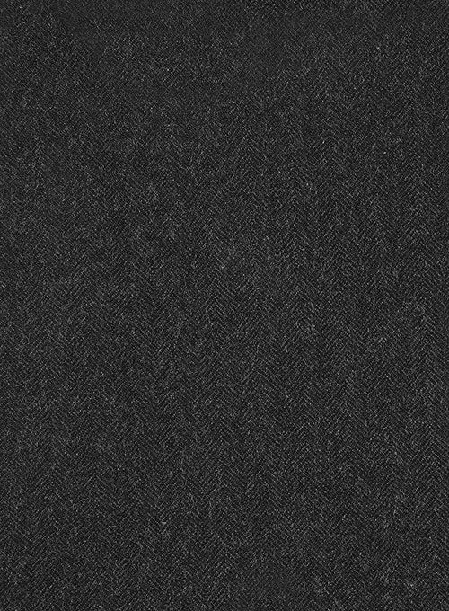 Charcoal Herringbone Tweed Double Breasted Overcoat II 4 Charcoal Herringbone Tweed Double Breasted Overcoat II - Image 4