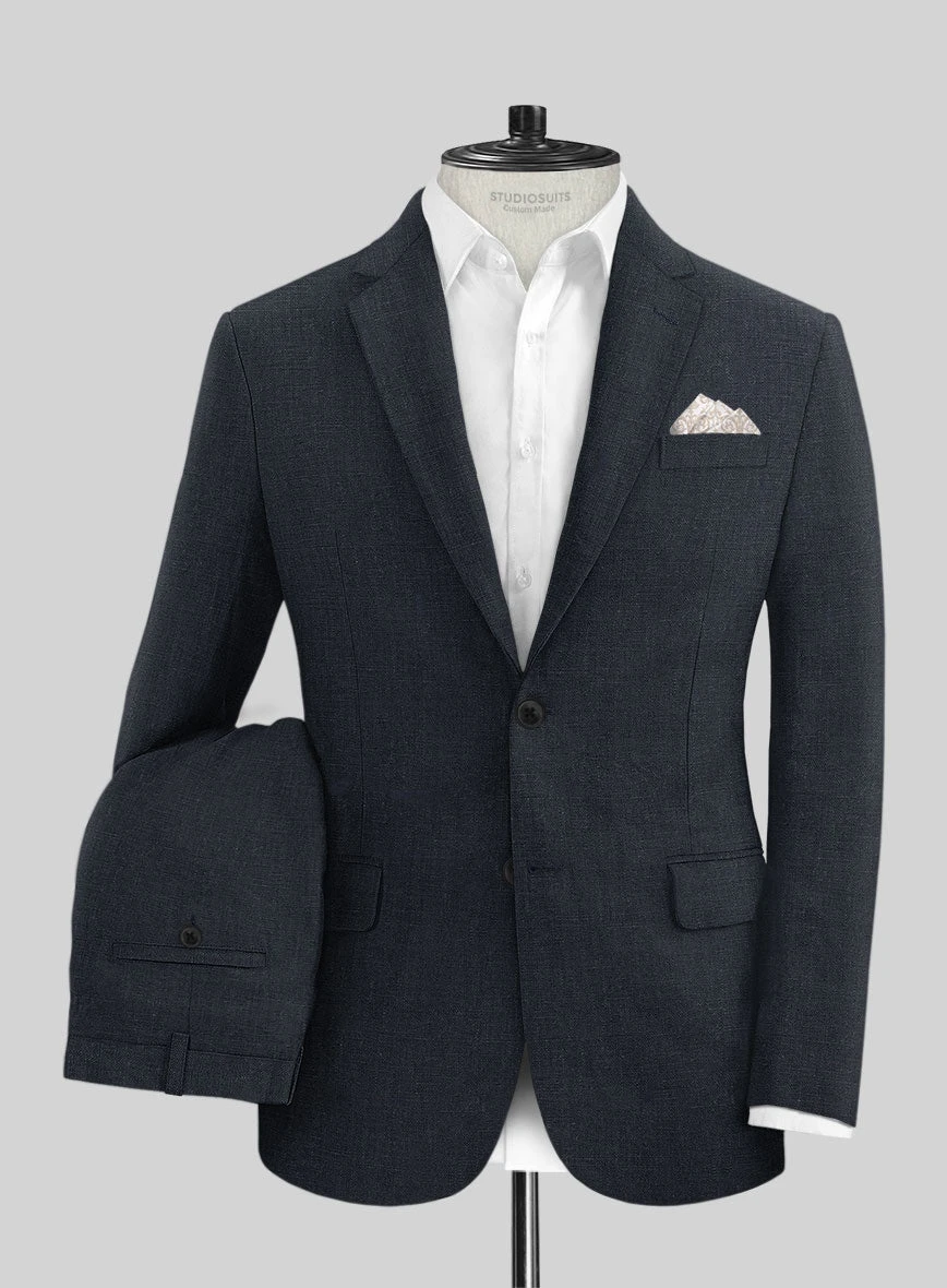 Dark Blue Pure Linen Suit 1 Dark Blue Pure Linen Suit