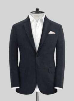 Dark Blue Pure Linen Suit 9 Dark Blue Pure Linen Suit -Tiano Suits Shop darkbluepurelinensuitlook 2