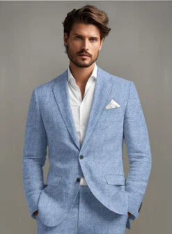 Desert Blue Linen Suit -Tiano Suits Shop desertbluelinensuitlk 2