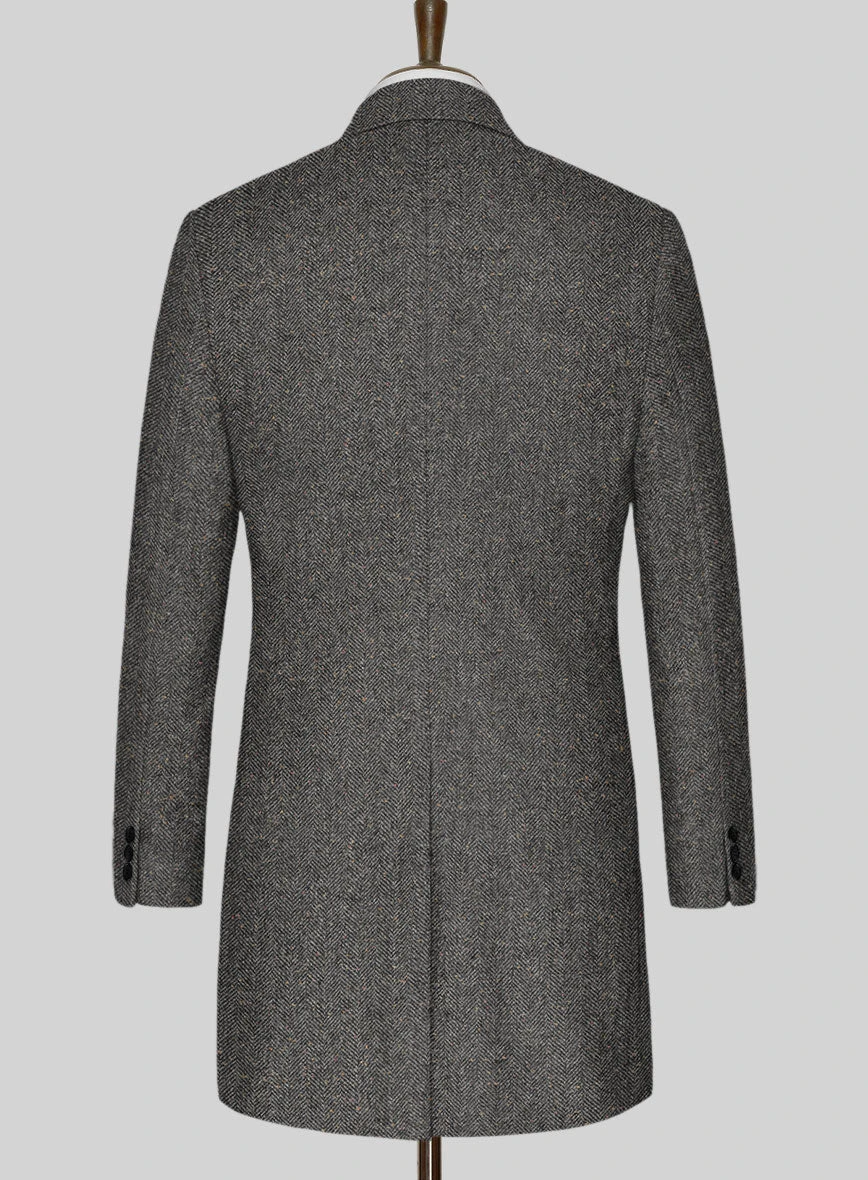 Gray Herringbone Flecks Donegal Tweed Overcoat 2 Gray Herringbone Flecks Donegal Tweed Overcoat - Image 2
