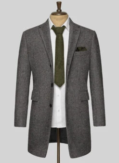 Gray Herringbone Flecks Donegal Tweed Overcoat 7 Gray Herringbone Flecks Donegal Tweed Overcoat -Tiano Suits Shop grayherringboneflecksdonegaltweedovercoatlk 2