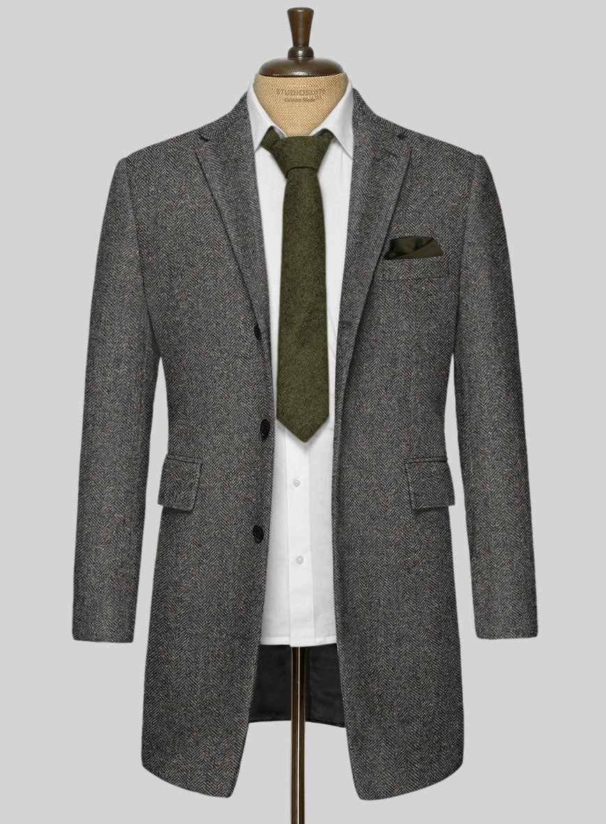 Gray Herringbone Flecks Donegal Tweed Overcoat 3 Gray Herringbone Flecks Donegal Tweed Overcoat - Image 3