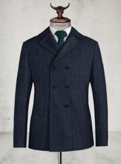 Harris Tweed King Blue Pea Coat