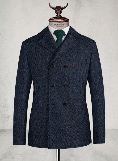 Harris Tweed King Blue Pea Coat 1 Harris Tweed King Blue Pea Coat