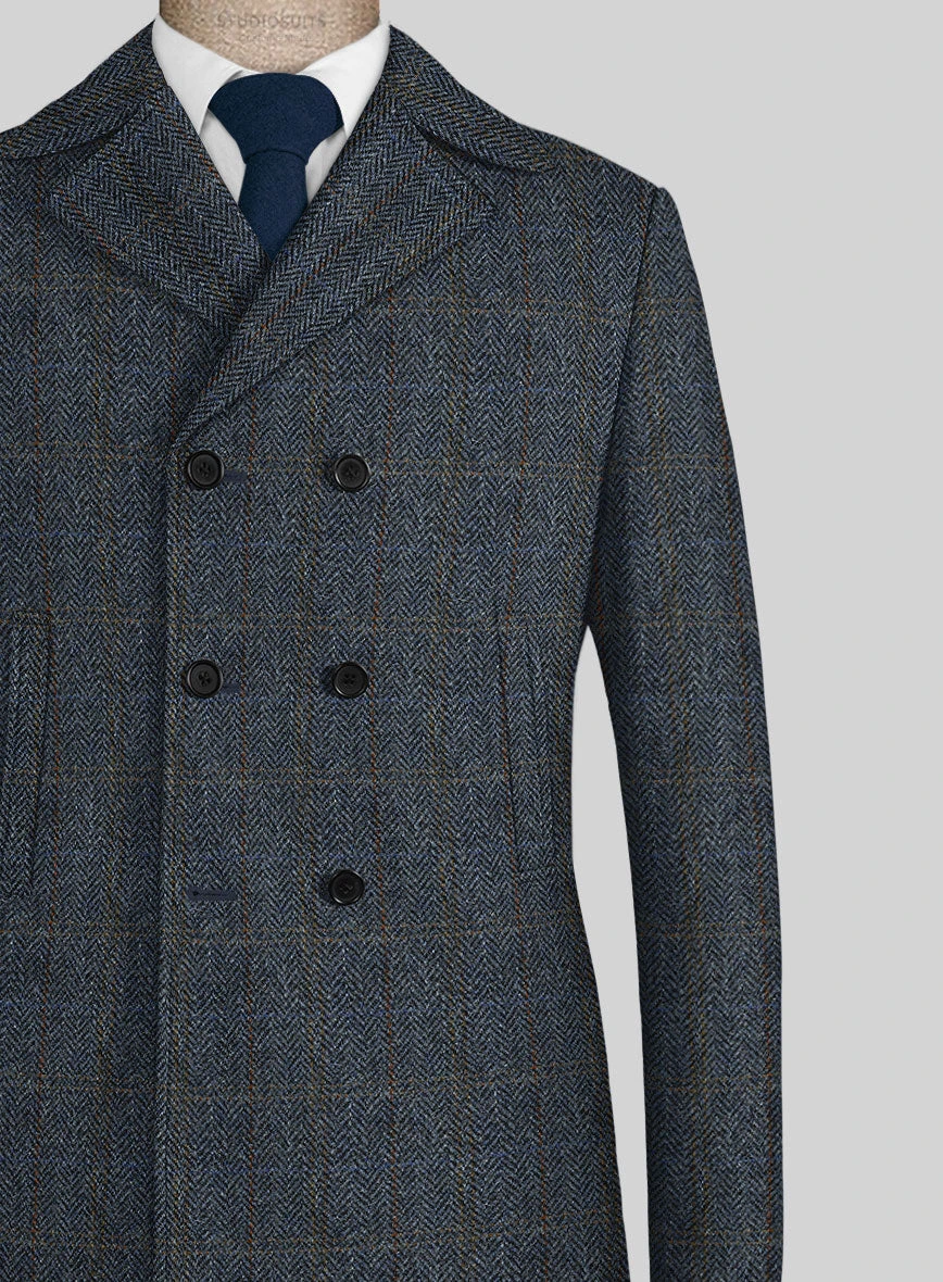Harris Tweed Country Blue Pea Coat 2 Harris Tweed Country Blue Pea Coat - Image 2