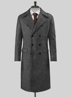 Harris Tweed Dark Gray Herringbone GQ Overcoat