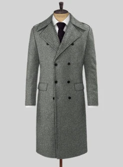 Harris Tweed Gray Chevron GQ Overcoat