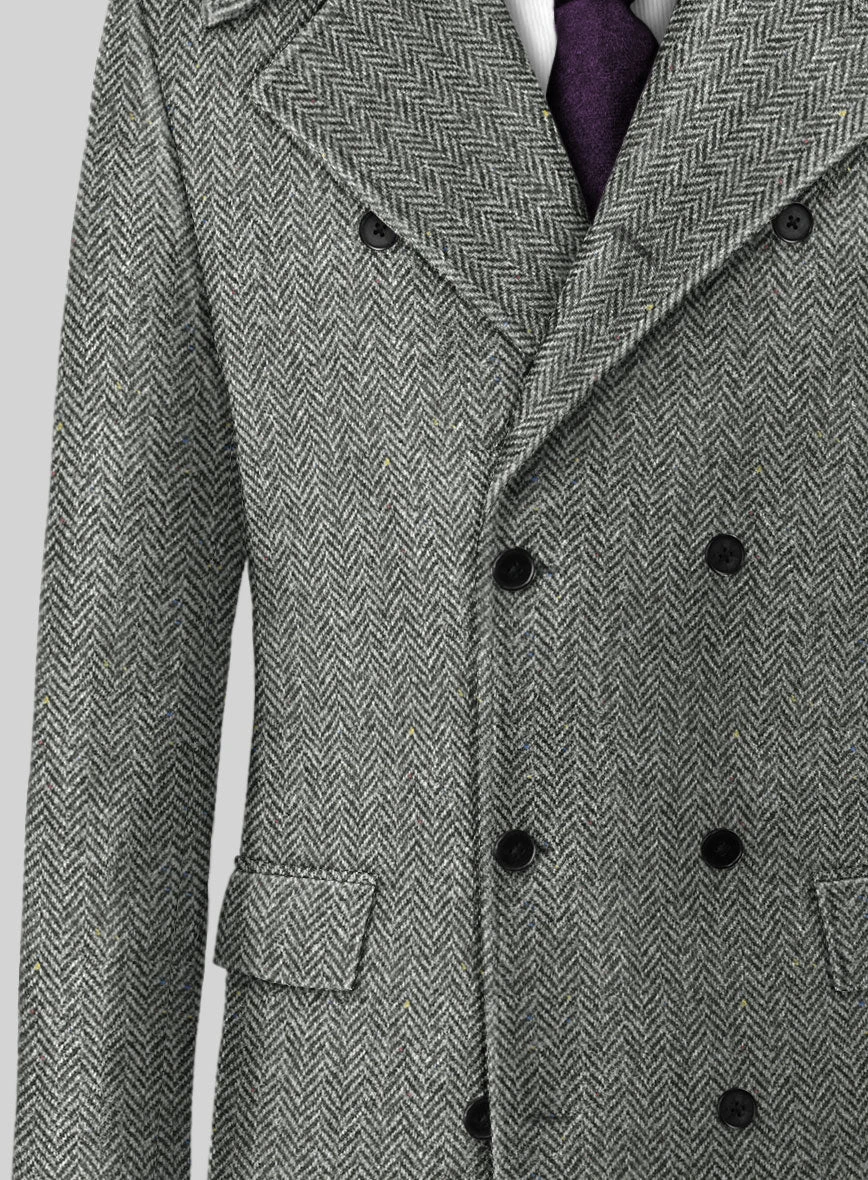Harris Tweed Gray Chevron GQ Overcoat 2 Harris Tweed Gray Chevron GQ Overcoat - Image 2