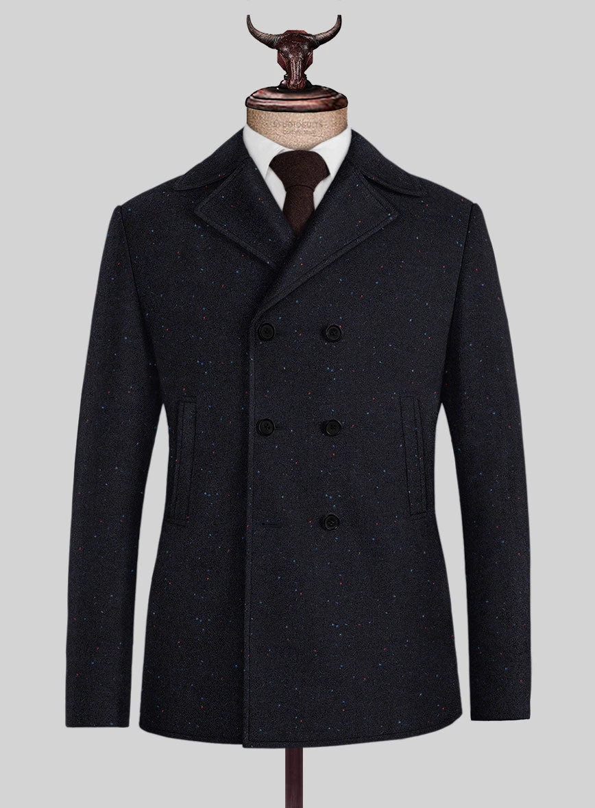 Harris Tweed Navy Speckled Pea Coat 1 Harris Tweed Navy Speckled Pea Coat