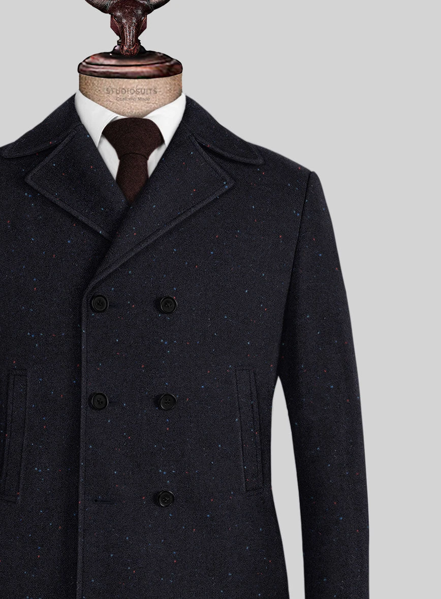 Harris Tweed Navy Speckled Pea Coat 2 Harris Tweed Navy Speckled Pea Coat - Image 2
