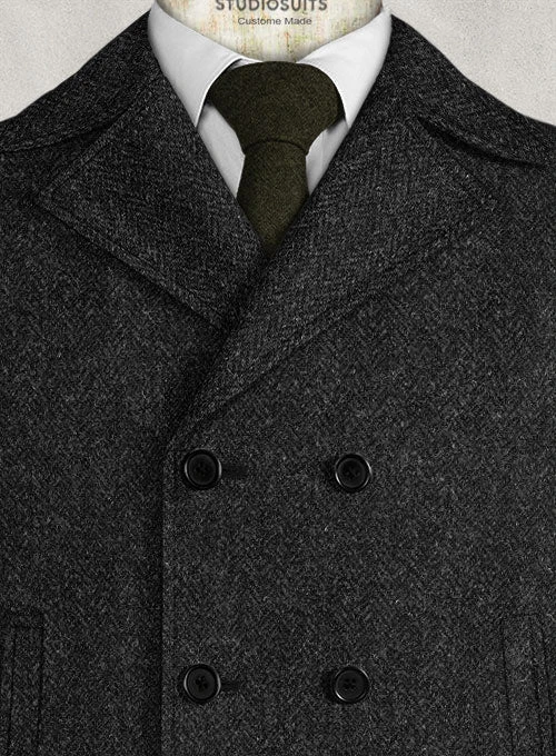 Harris Tweed Royal Charcoal Pea Coat 2 Harris Tweed Royal Charcoal Pea Coat - Image 2