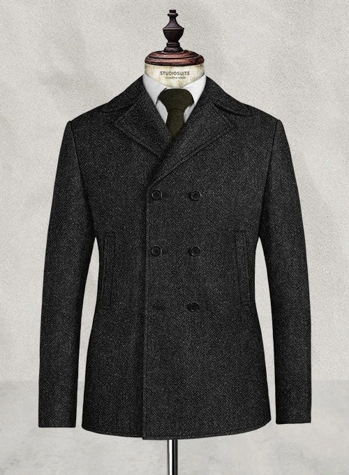 Harris Tweed Royal Charcoal Pea Coat 1 Harris Tweed Royal Charcoal Pea Coat