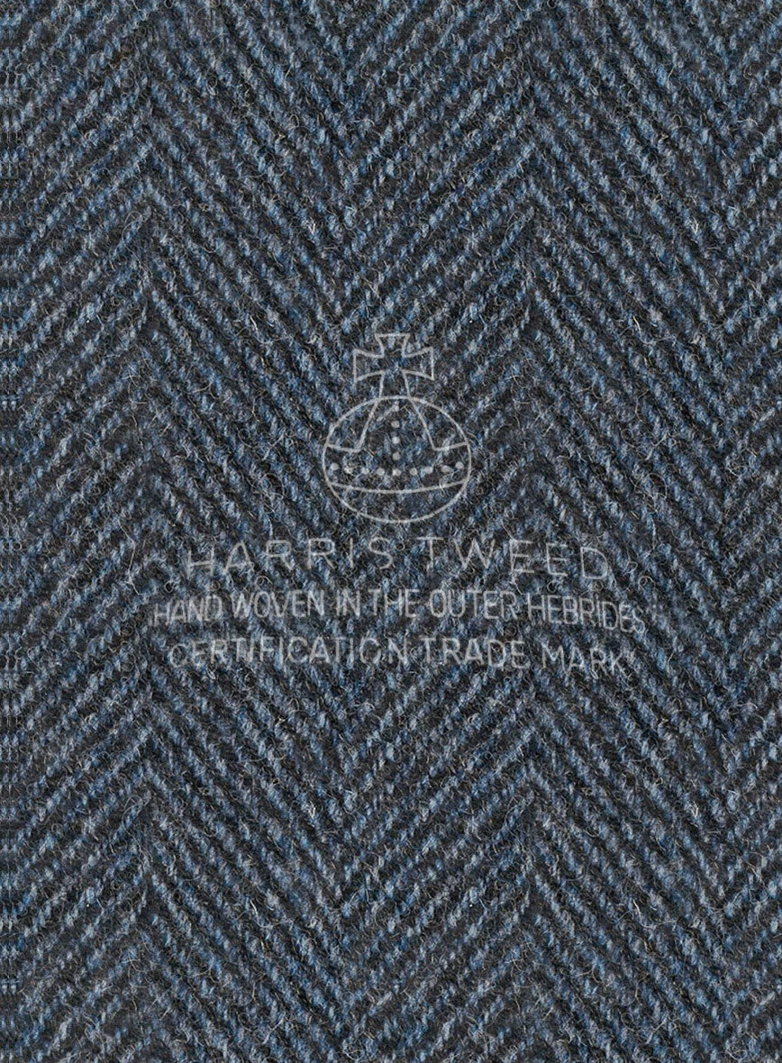 Harris Tweed Wide Herringbone Blue Pea Coat 3 Harris Tweed Wide Herringbone Blue Pea Coat - Image 3