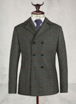 Harris Tweed Country Gray Pea Coat