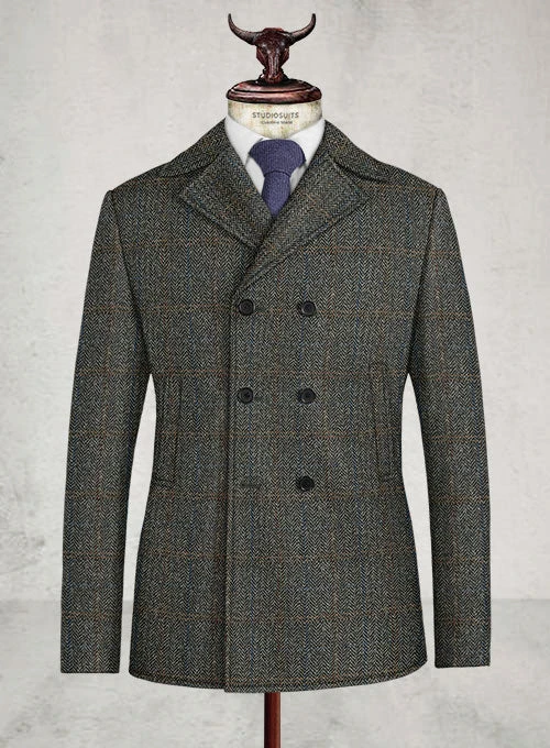 Harris Tweed Country Gray Pea Coat 1 Harris Tweed Country Gray Pea Coat