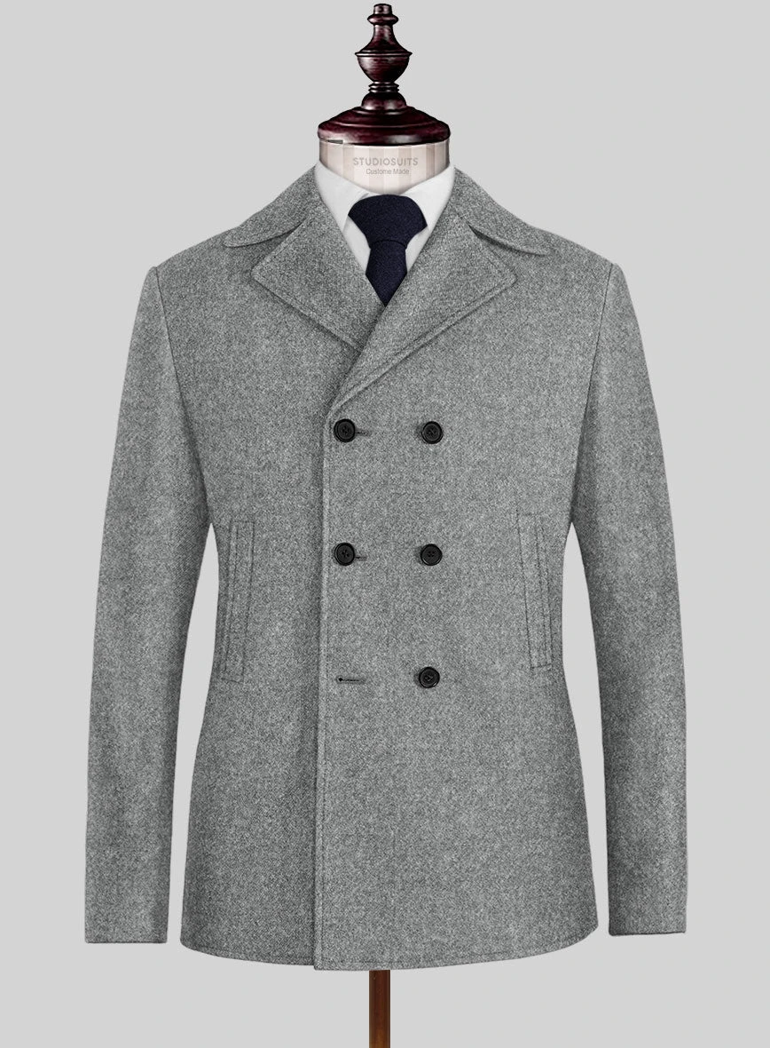 Highlander Light Gray Tweed Pea Coat 1 Highlander Light Gray Tweed Pea Coat