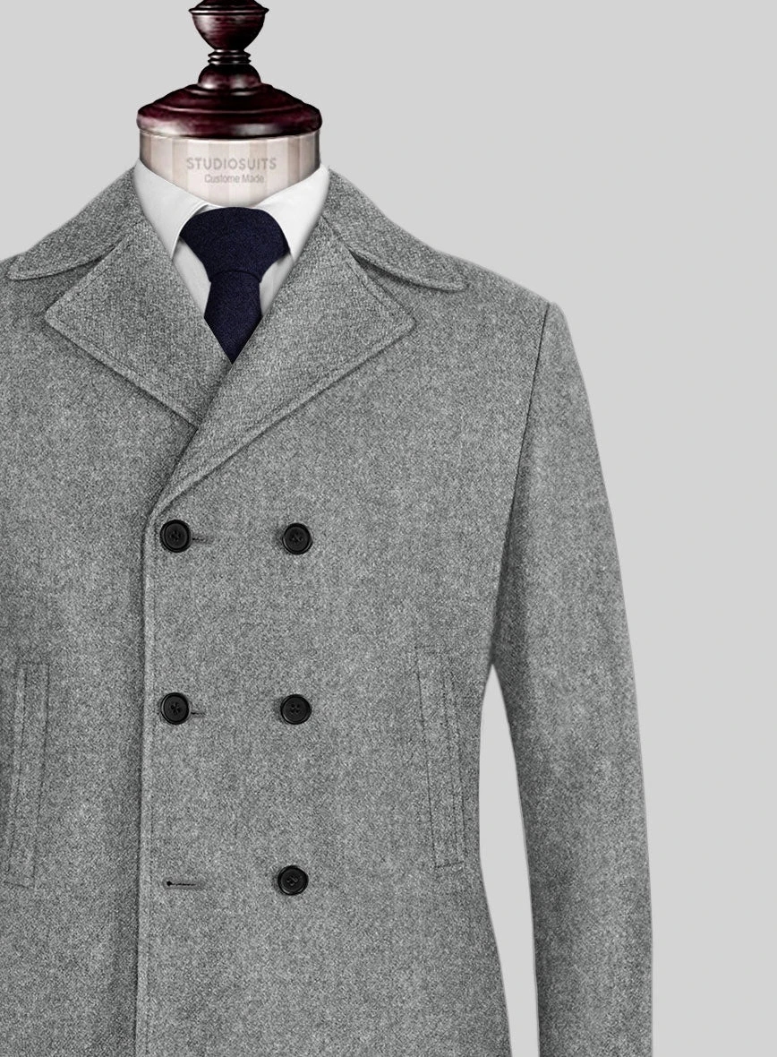 Highlander Light Gray Tweed Pea Coat 2 Highlander Light Gray Tweed Pea Coat - Image 2