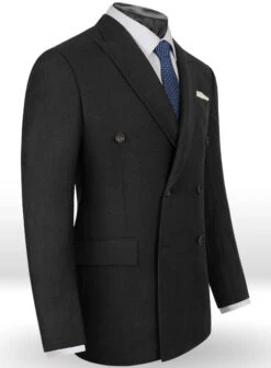 Huddersfield Dk Charcoal Pure Wool Double Breasted Blazer -Tiano Suits Shop hudddkcharchicagojacklook 1