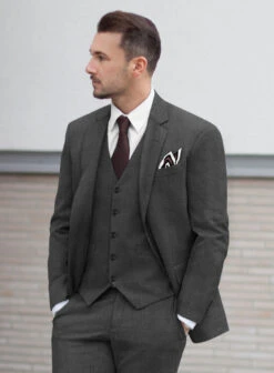 Huddersfield Stretch Dark Gray Wool Suit -Tiano Suits Shop huddersfieldstretchdarkgraywoolsuitlook 3