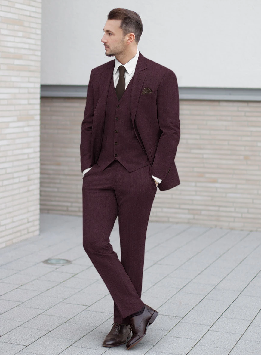 Huddersfield Stretch Wine Wool Suit 2 Huddersfield Stretch Wine Wool Suit - Image 2