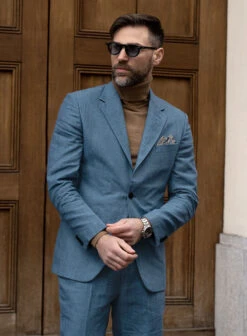 Indigo Blue Pure Linen Jacket