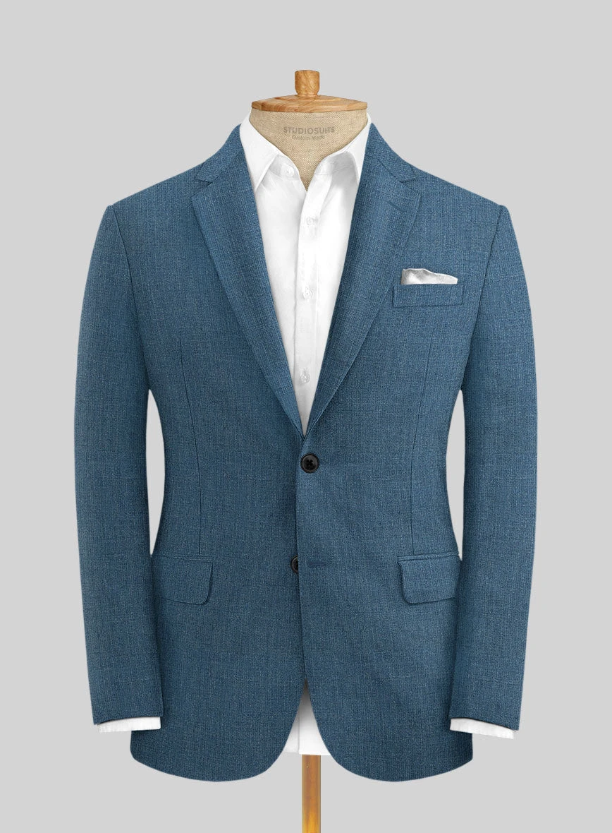 Indigo Blue Pure Linen Jacket 2 Indigo Blue Pure Linen Jacket - Image 2