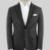 Italian Afito Dark Gray Chalkstripe Flannel Jacket