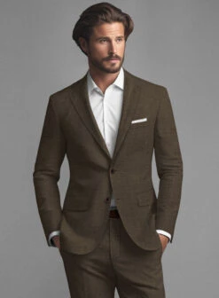 Italian Brown Linen Suit 11 Italian Brown Linen Suit -Tiano Suits Shop italianbrownlinesuitlook 3