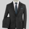 Italian Charcoal Herringbone Flannel Suit