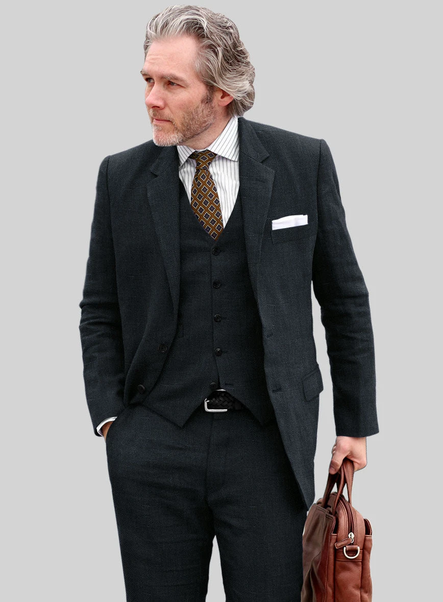 Italian Dark Blue Linen Suit 2 Italian Dark Blue Linen Suit - Image 2