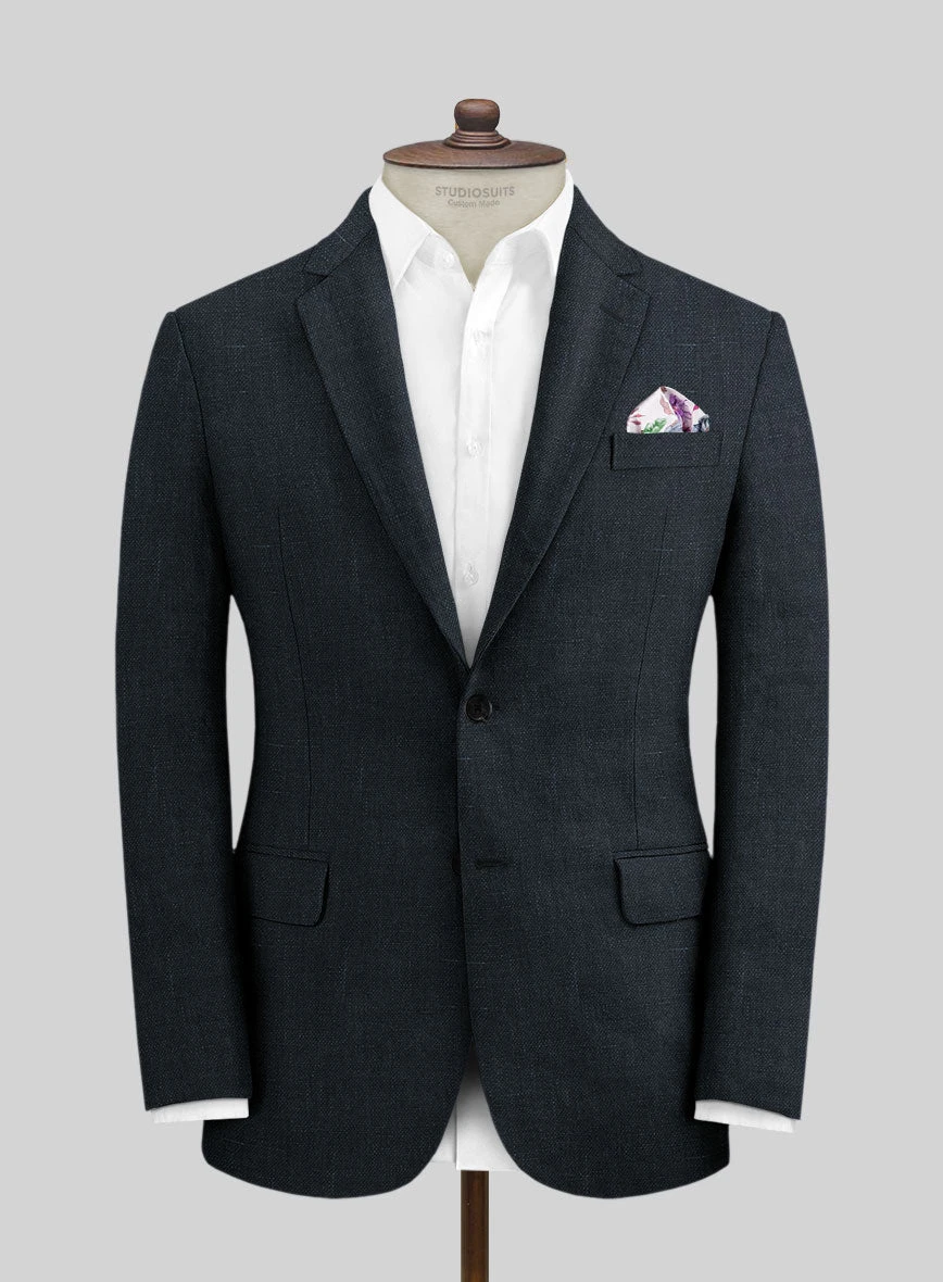 Italian Dark Blue Linen Suit 3 Italian Dark Blue Linen Suit - Image 3