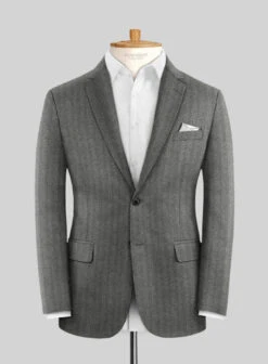 Italian Gray Herringbone Flannel Suit 10 Italian Gray Herringbone Flannel Suit -Tiano Suits Shop italiangrayherringboneflannelsuitlook 2