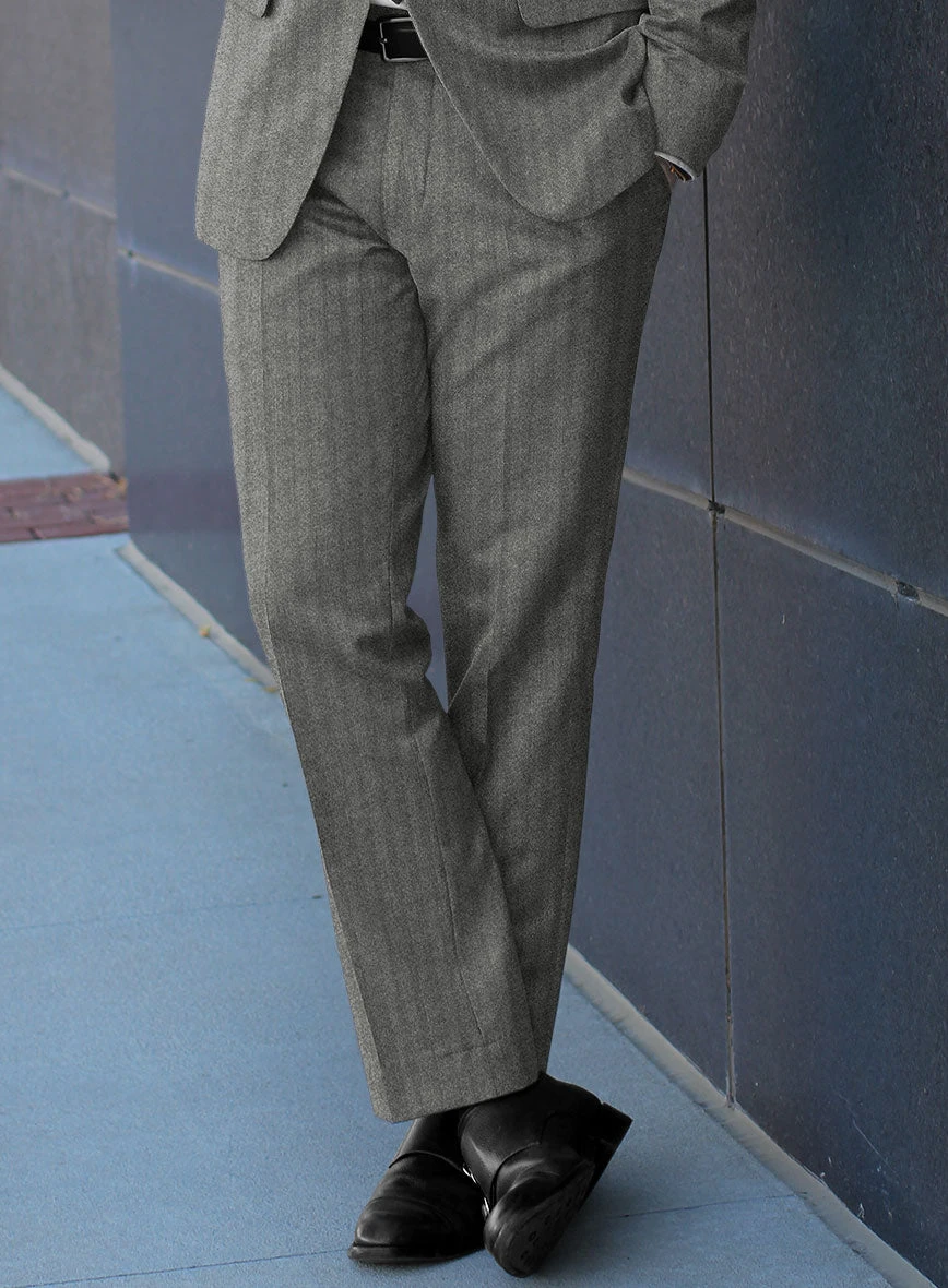 Italian Gray Herringbone Flannel Suit 5 Italian Gray Herringbone Flannel Suit - Image 5