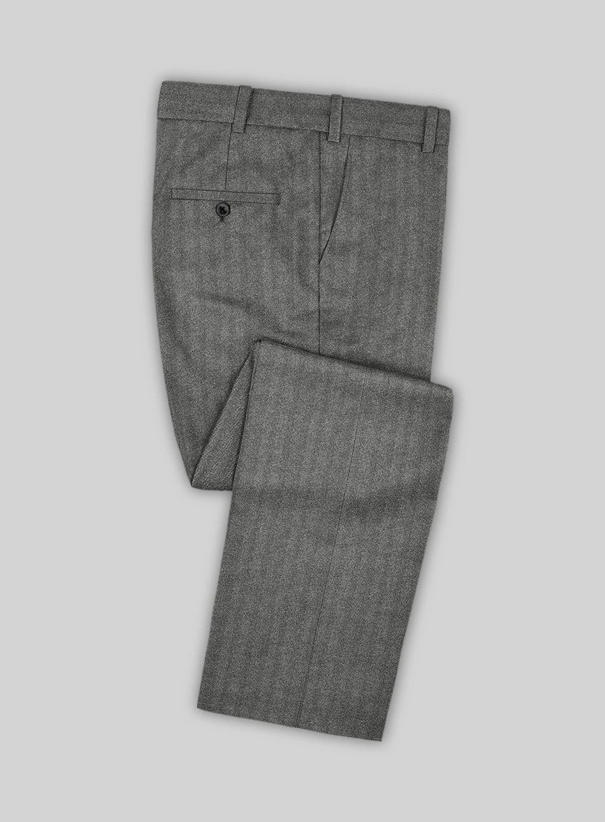 Italian Gray Herringbone Flannel Suit 6 Italian Gray Herringbone Flannel Suit - Image 6