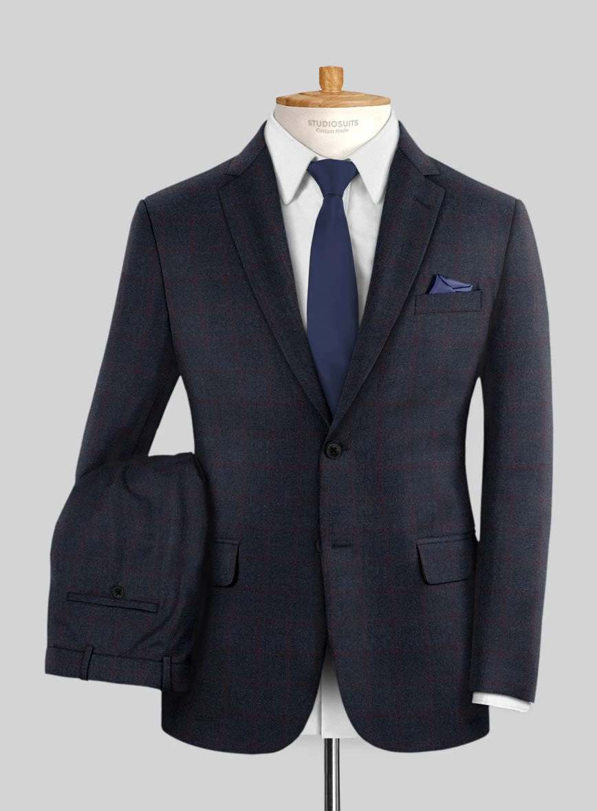 Italian Jamen Blue Checks Flannel Suit 1 Italian Jamen Blue Checks Flannel Suit